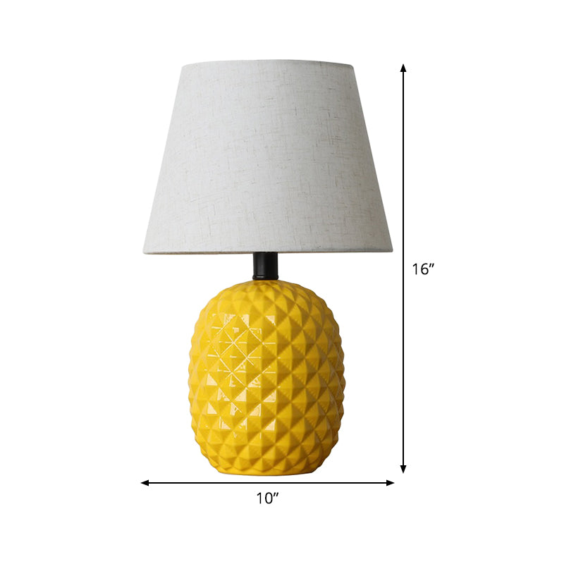 Modern Yellow Desk Lamp With Flare Fabric Shade - Small Living Room Table Light