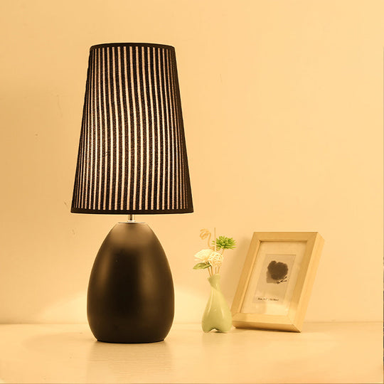 Modern Metal Teardrop Desk Lamp With Black Fabric Shade