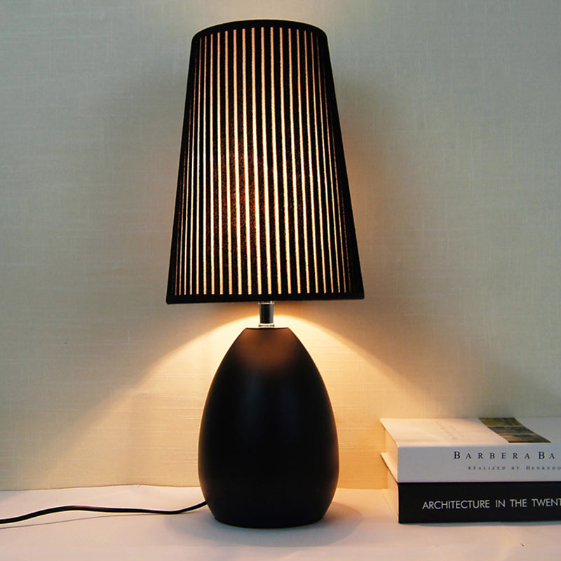 Modern Metal Teardrop Desk Lamp With Black Fabric Shade