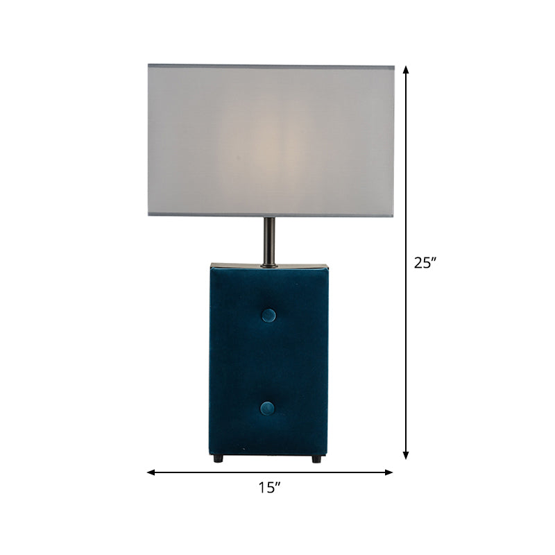 Modernist Rectangle Task Light For Reading Fabric Shade 1-Bulb In Blue