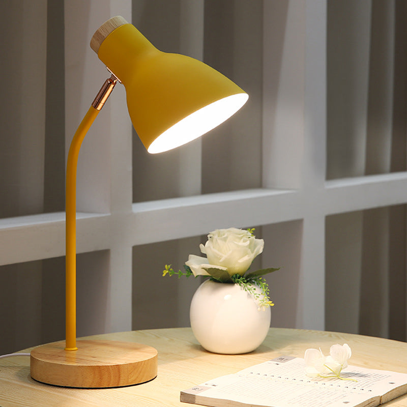 Flare Table Lamp: Macaron Metal 1-Bulb Desk Light In Pink/Yellow With Rotating Node