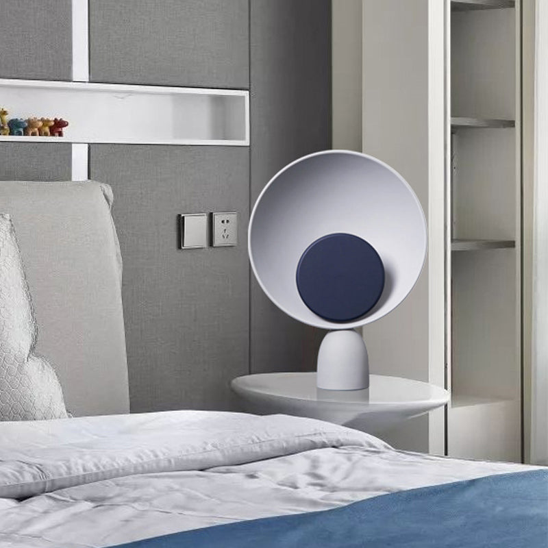 Modern Led Metal Shade Bedroom Reading Lamp Blue Night Light With Saucer Design