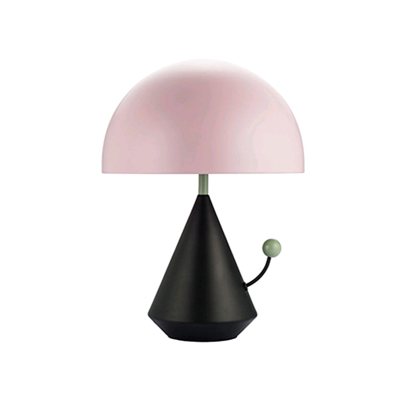 Macaron Nightstand Lamp: Hemisphere Shape Metal 1-Bulb Blue/Pink Book Reading Light