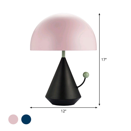 Macaron Nightstand Lamp: Hemisphere Shape Metal 1-Bulb Blue/Pink Book Reading Light