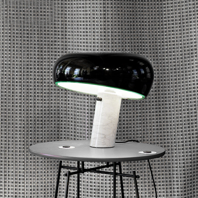 Modern Led Desk Lamp - Black Metal With White Marble Base