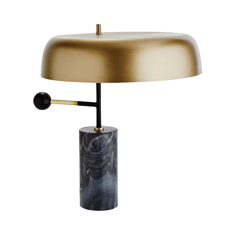 Modern Metal Table Lamp With Gold Drum Shade - Perfect For Bedside Tasks