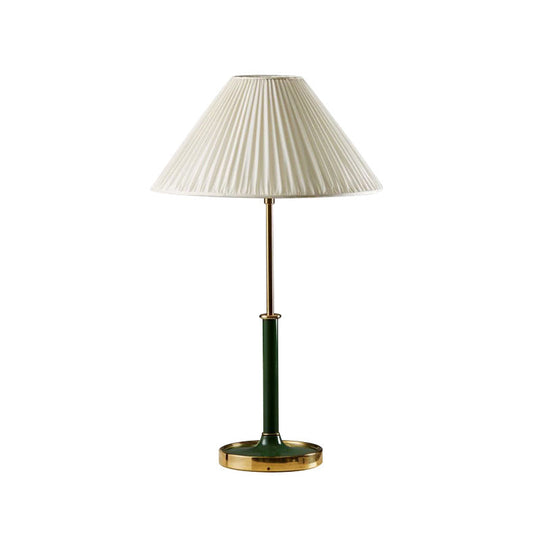 Modern Metal Table Lamp With Empire Shade - 1 Light White Fabric Nightlight For Living Room