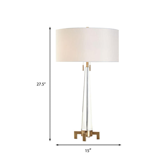 Modern Gold Fabric Nightstand Lamp With 2 Heads Cylinder Task Lighting And Pull Chain