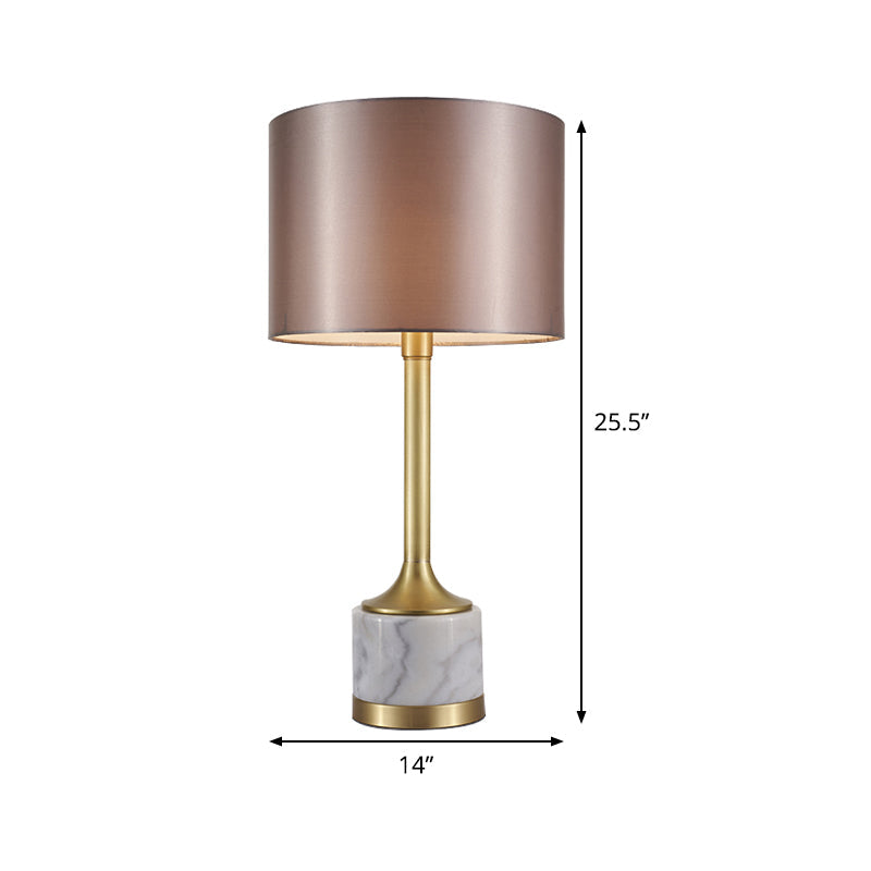 Minimalist Grey Fabric Table Lamp With Cylindrical Design - Perfect For Living Room Nightstands