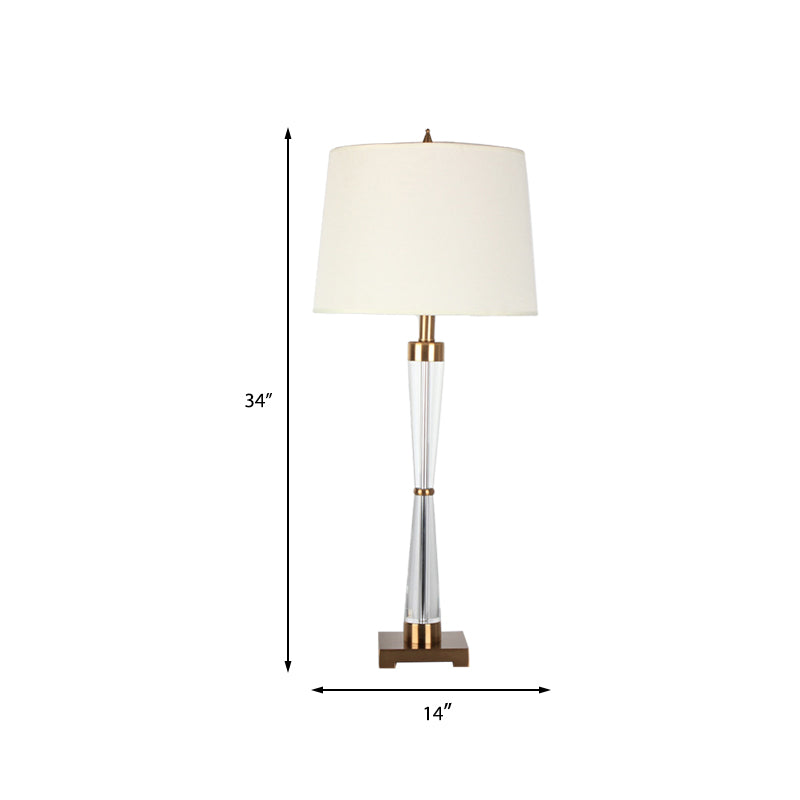 Modern Gold Desk Lamp With Barrel Fabric Shade Perfect For Living Room