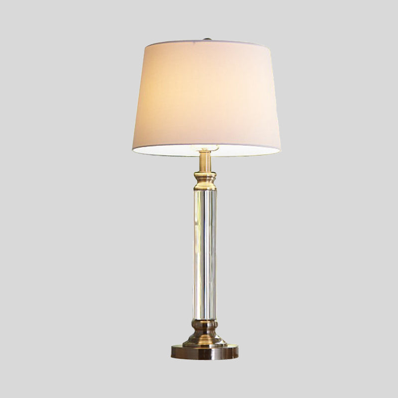 Modern Gold Table Lamp With Fabric Shade - Stylish Tapered Drum Design Desk Or Bedside Lighting