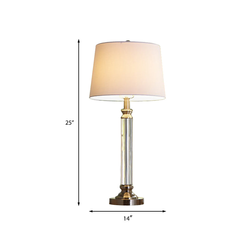 Modern Gold Table Lamp With Fabric Shade - Stylish Tapered Drum Design Desk Or Bedside Lighting