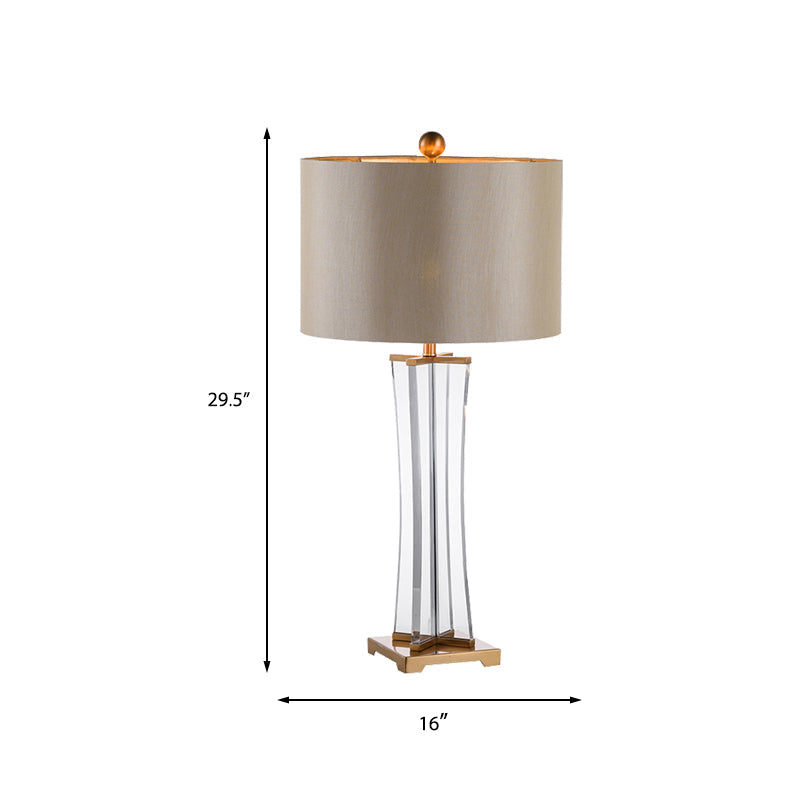 Modernist Fabric Desk Light: Gold Cylinder Night Table Lamp