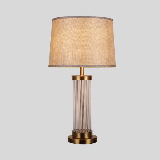 Modern Gold Barrel Shade Table Lamp With Reading Light