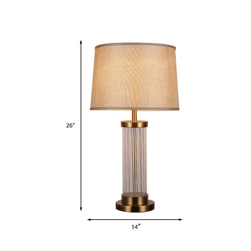 Modern Gold Barrel Shade Table Lamp With Reading Light