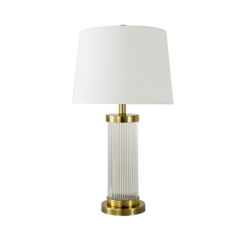 Modern Gold Desk Lamp With Fabric Shade - Flare Design 1 Bulb