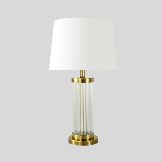 Modern Gold Desk Lamp With Fabric Shade - Flare Design 1 Bulb