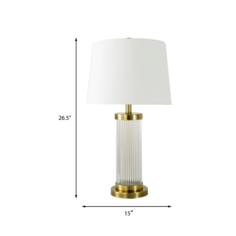 Modern Gold Desk Lamp With Fabric Shade - Flare Design 1 Bulb