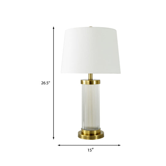 Modern Gold Desk Lamp With Fabric Shade - Flare Design 1 Bulb