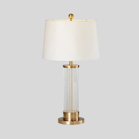 Modernist Gold Desk Lamp With Beveled Crystal Shade - Small 1 Bulb Task Lighting