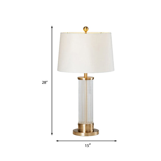 Modernist Gold Desk Lamp With Beveled Crystal Shade - Small 1 Bulb Task Lighting