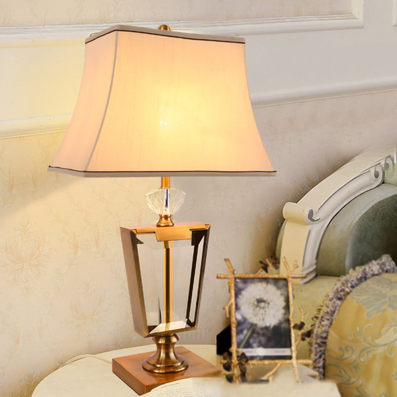 Gold Modernist Desk Lamp With Bell Fabric Shade - Perfect For Dining Room Or Small Tables