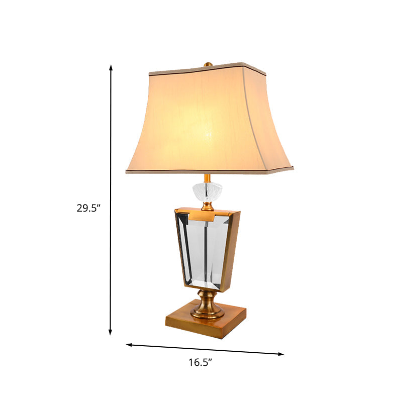 Gold Modernist Desk Lamp With Bell Fabric Shade - Perfect For Dining Room Or Small Tables