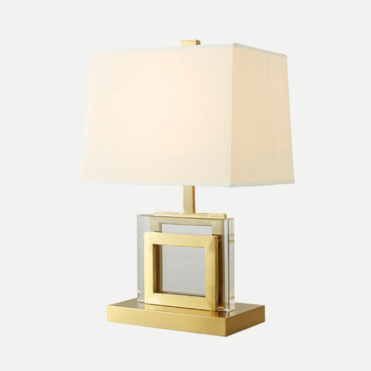 Modern Gold Fabric Pagoda Desk Lamp - Stylish 1-Bulb Night Table Light For Living Room