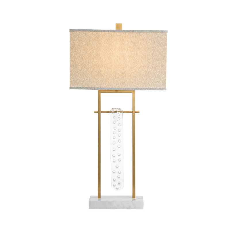 Modern Gold Reading Lamp: Fabric Rectangle Task Lighting 1 Head With Marble Base