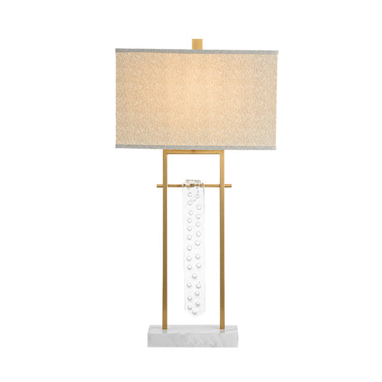 Modern Gold Reading Lamp: Fabric Rectangle Task Lighting 1 Head With Marble Base