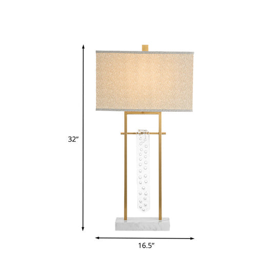 Modern Gold Reading Lamp: Fabric Rectangle Task Lighting 1 Head With Marble Base