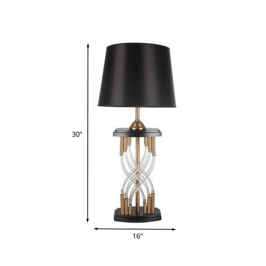 Modern Flare Crystal Table Lamp With Gold Accent - Ideal For Study And Reading