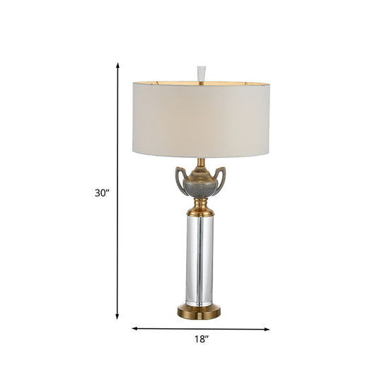 Modern Gold Hand-Cut Crystal Nightstand Lamp With Cylindrical Head For Reading