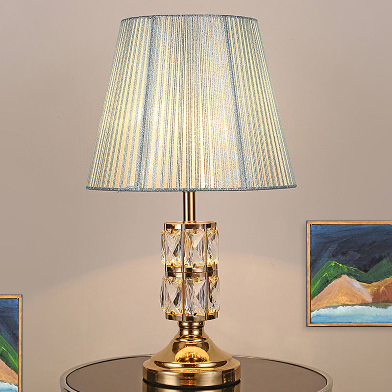 1 Bulb Modern Gold Table Lamp With Wide Flare Shade - Perfect For Dining Room Or Desk