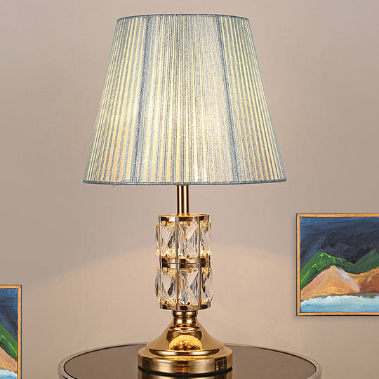 1 Bulb Modern Gold Table Lamp With Wide Flare Shade - Perfect For Dining Room Or Desk