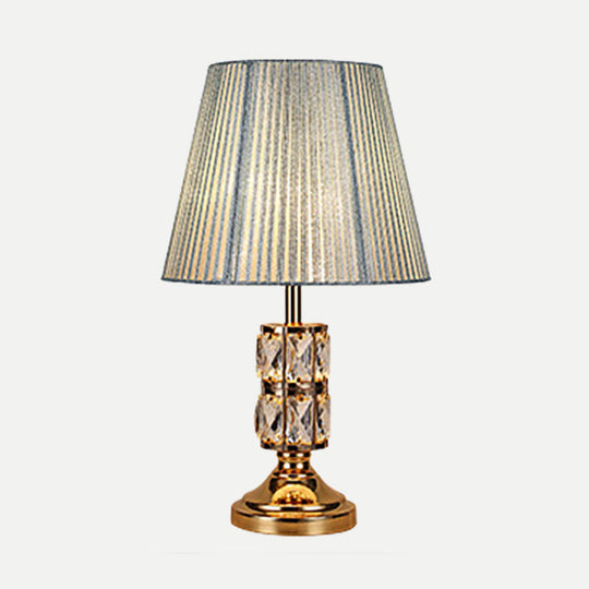 1 Bulb Modern Gold Table Lamp With Wide Flare Shade - Perfect For Dining Room Or Desk