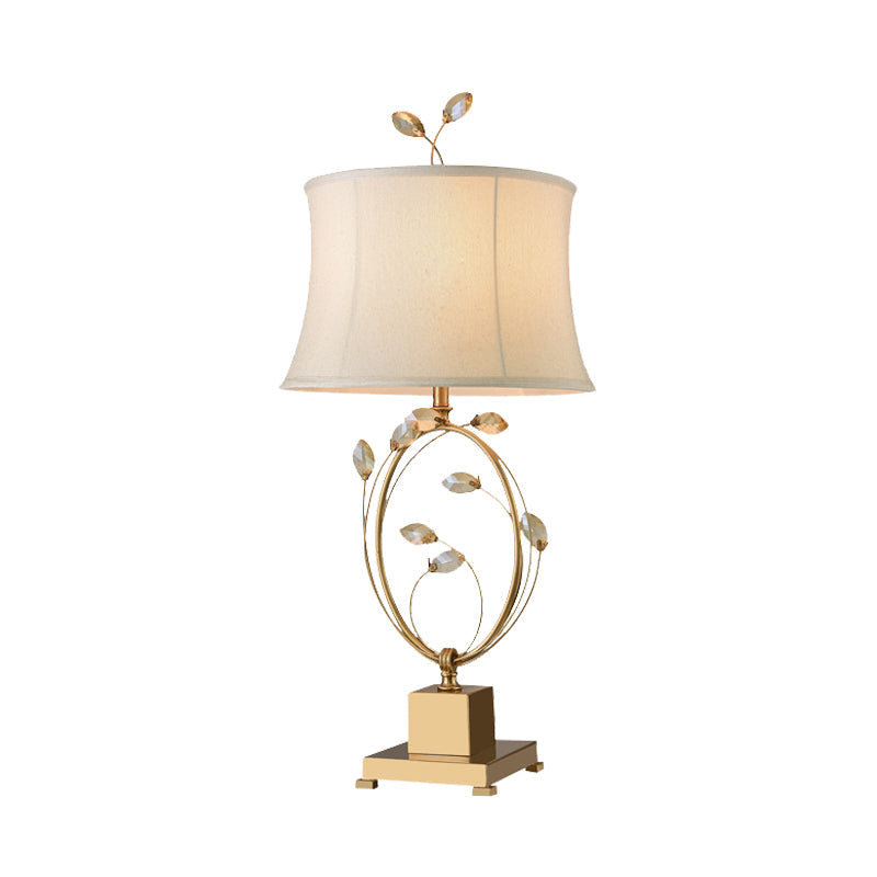 Modern Gold Table Lamp: 1 Head Dining Room Task Lighting With Flared Fabric Shade