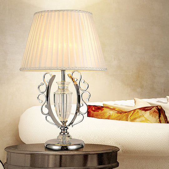 Contemporary Crystal Table Lamp: Hand-Cut Modern Urn Shape Chrome Finish