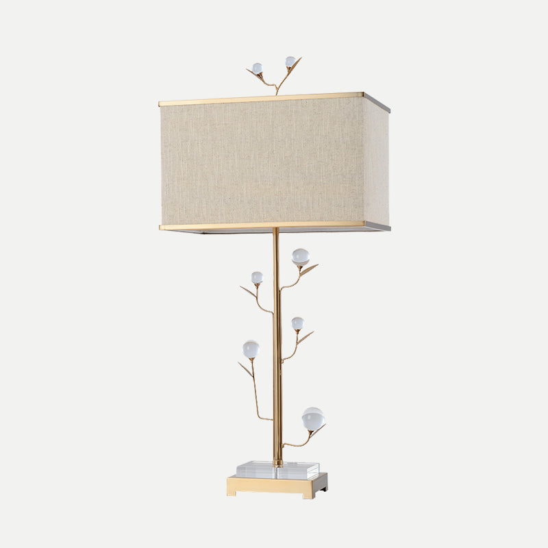 Contemporary Gold Table Lamp - Rectangular Shape Fabric Ideal For Reading 1 Bulb Book Light