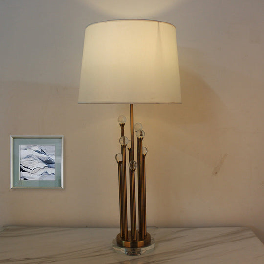 Modern Gold Tapered Drum Table Lamp For Bedroom - 1 Head Task Light