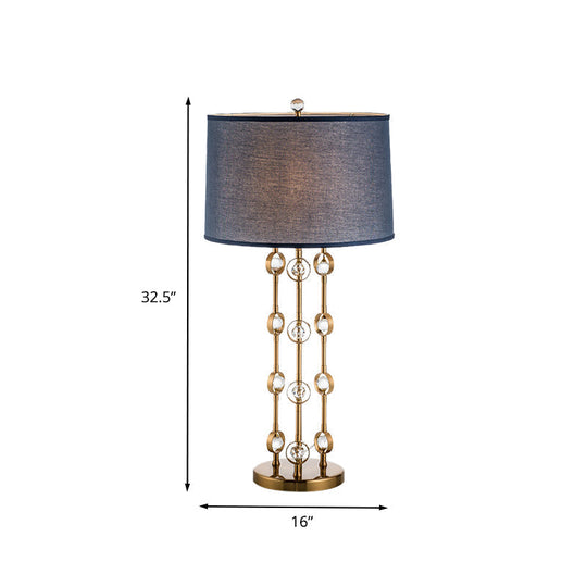 Modern Gold Task Light With Crystal Ball: Barrel Shade Reading Lamp