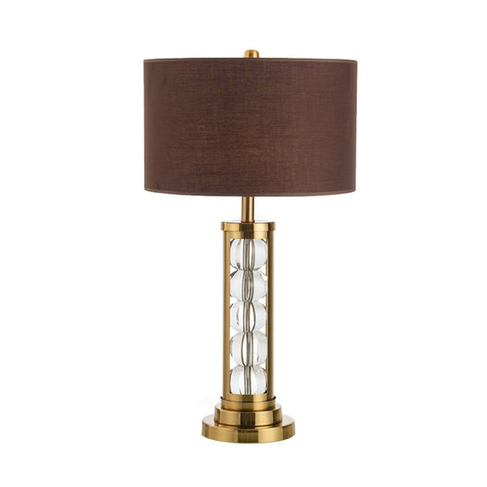 Modern Gold Small Desk Lamp With Cylinder Shade - 1 Head Study Task Lighting