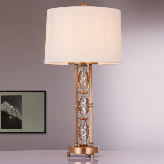 Contemporary Faceted Crystal Desk Lamp: Oblong Shape 1 Head Gold Finish