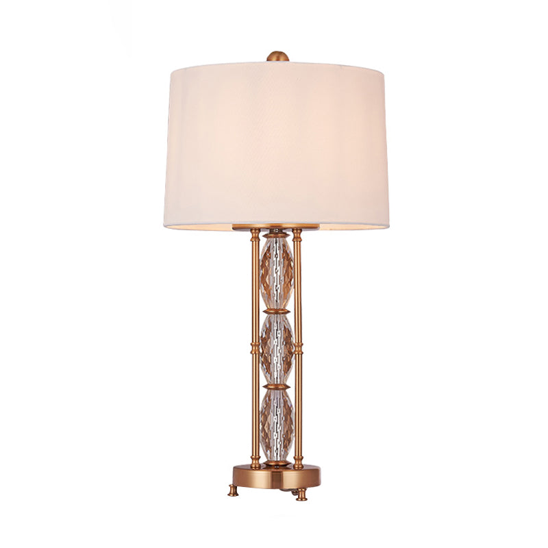 Contemporary Faceted Crystal Desk Lamp: Oblong Shape 1 Head Gold Finish