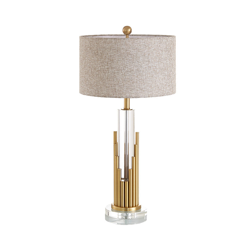 Modern Gold Crystal Table Lamp With Fabric Shade