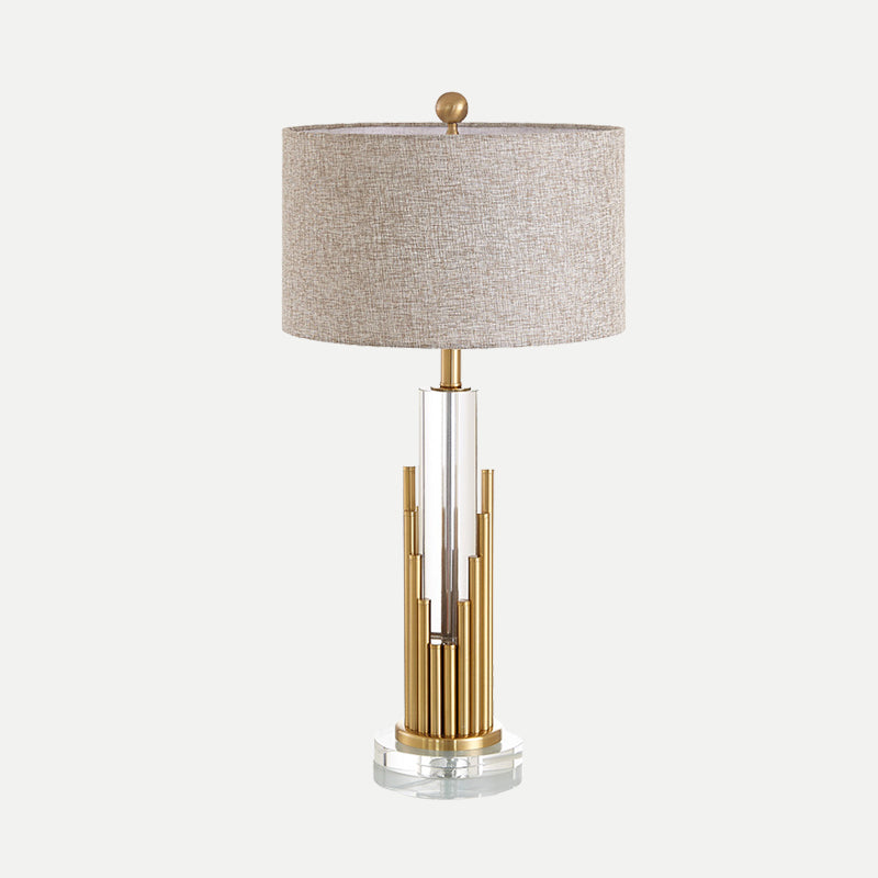 Modern Gold Crystal Table Lamp With Fabric Shade