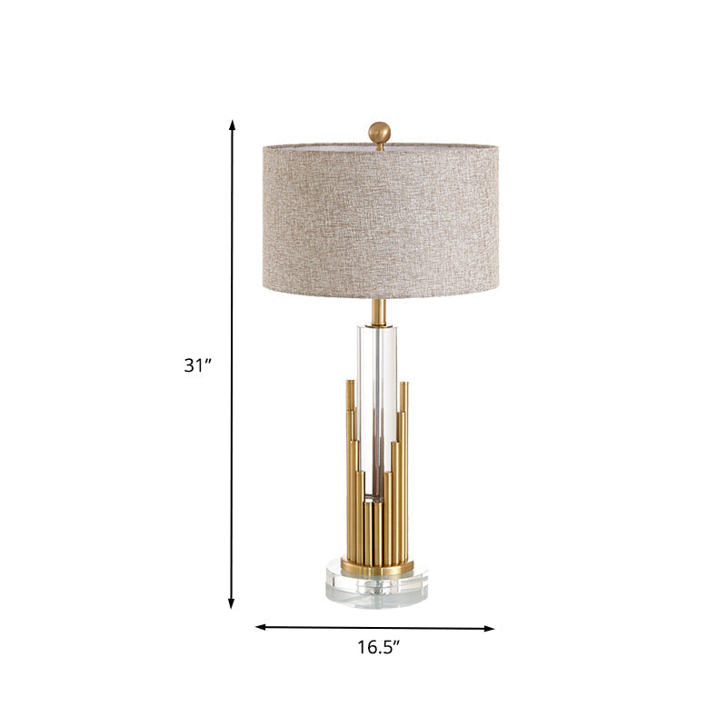 Modern Gold Crystal Table Lamp With Fabric Shade