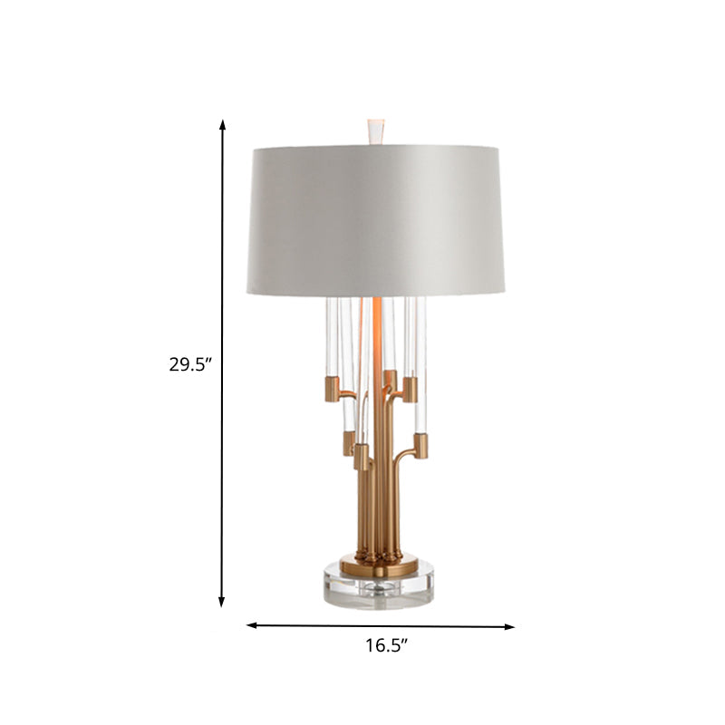 Contemporary Crystal Nightstand Lamp In Gold With Hand-Cut Tube Shape - 1 Bulb Reading Light