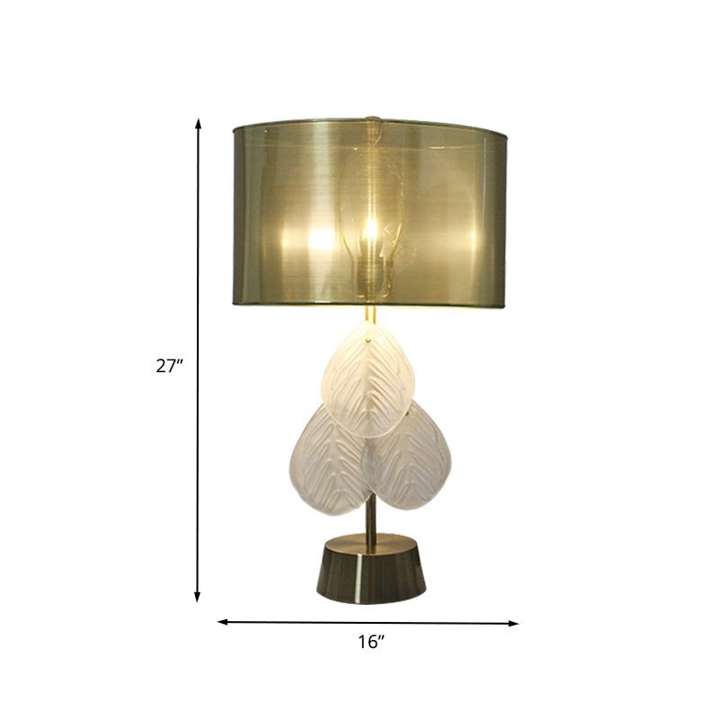 Hand-Cut Crystal Leaf Shape Desk Light - Modern Gold Night Table Lamp