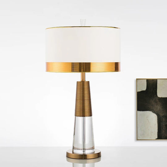 Modern Gold Desk Lamp With Fabric Shade - Ideal For Living Room Or Office